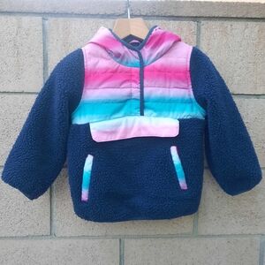 1 Madison Girl's Sherpa Fleece Pullover Hoodie Sweater Size 4T Navy Blue